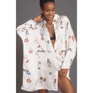 Corey Lynn Calter Printed Mini Shirt Dress Oversized  Size L